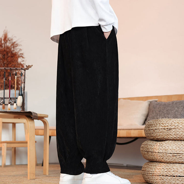 Pantaloni da uomo in cotone con tasche, casual, tinta unita e design semplice, con Buddha Stones - image 10