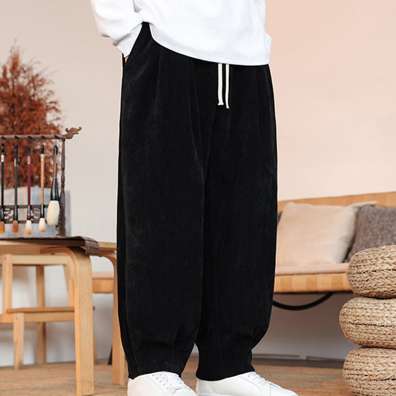 Pantaloni da uomo in cotone con tasche, casual, tinta unita e design semplice, con Buddha Stones - image 13