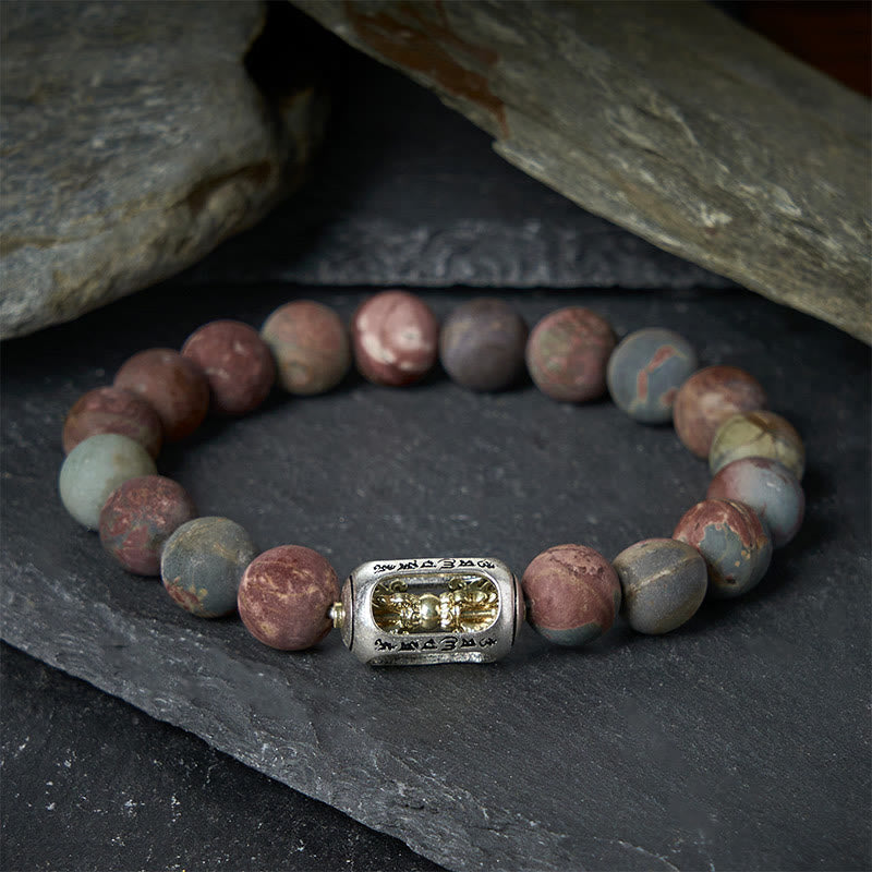Buddha Stones energetico Om Mani Padme Hum in diaspro Picasso naturale Buddha Stones - image 1