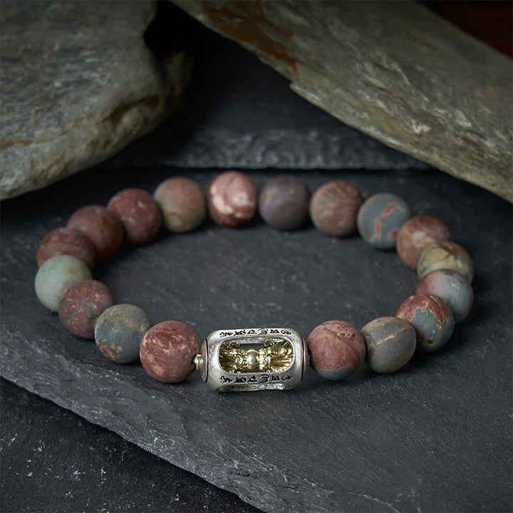 Buddha Stones energetico Om Mani Padme Hum in diaspro Picasso naturale Buddha Stones - image 1