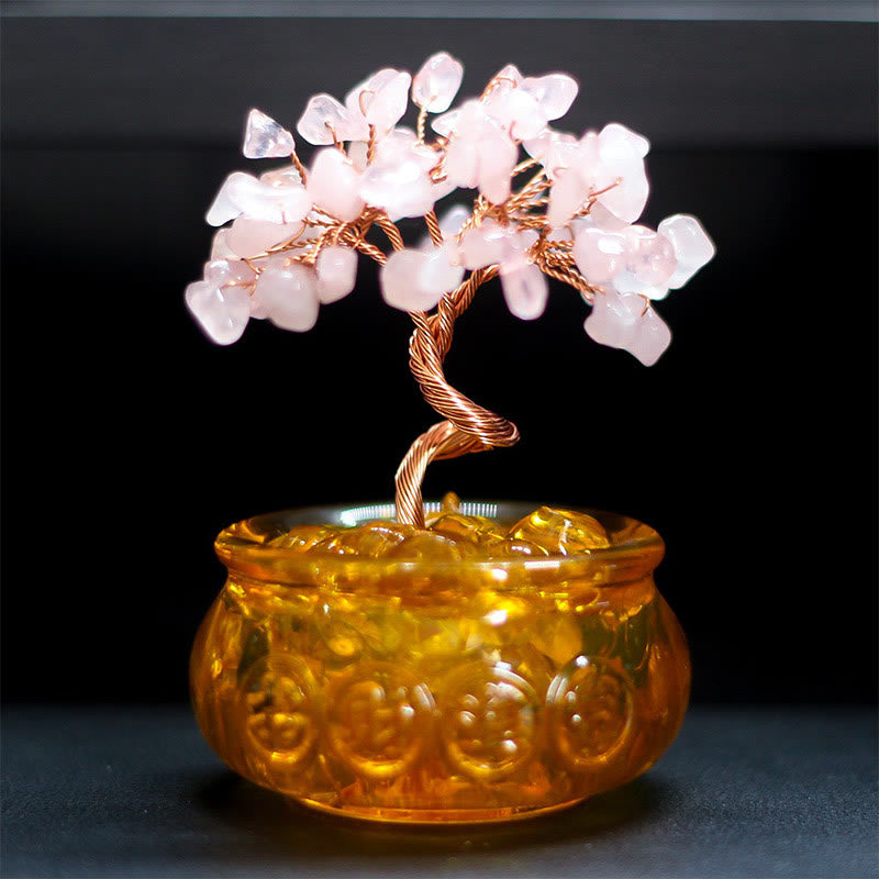Buddha Stones Vari cristalli Citrino Ametista Cristallo rosa Albero della prosperità Decorazione per la casa - Cristallo rosa 6*10cm - image 4