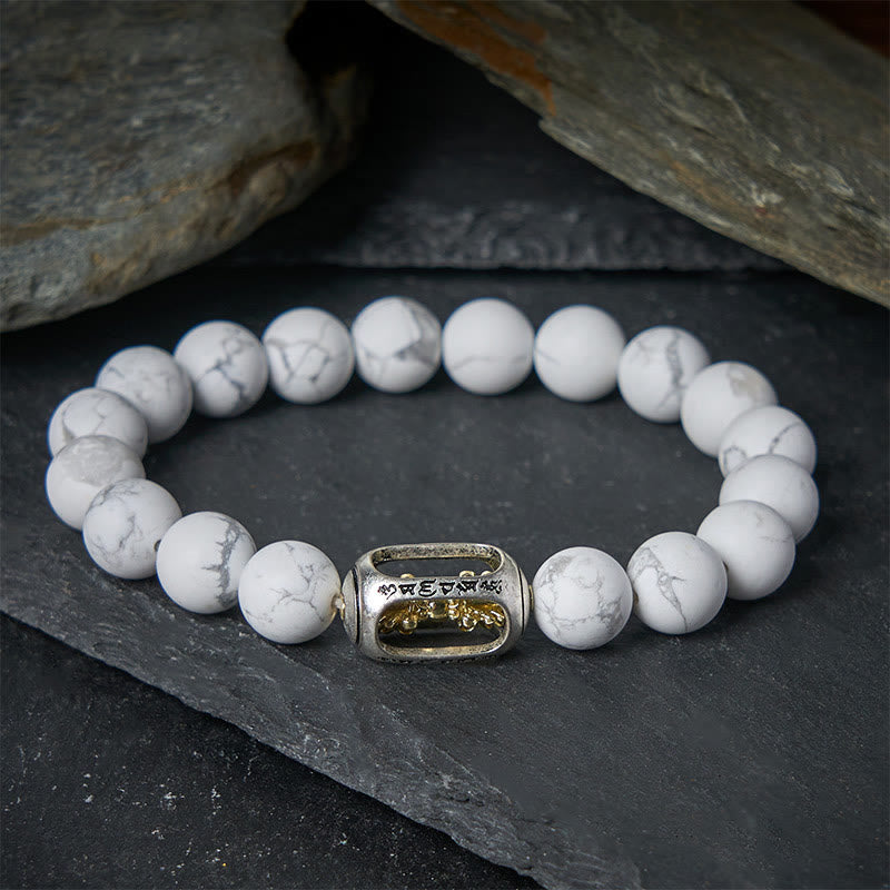 Braccialetto di benedizione Om Mani Padme Hum con perline di turchese bianco naturale Buddha Stones - image 1