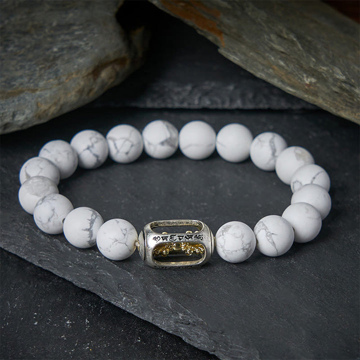 Braccialetto di benedizione Om Mani Padme Hum con perline di turchese bianco naturale Buddha Stones - image 1