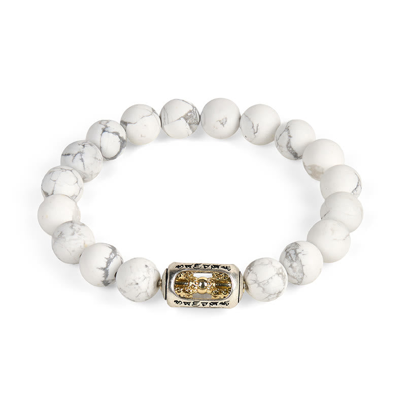 Braccialetto di benedizione Om Mani Padme Hum con perline di turchese bianco naturale Buddha Stones - image 4