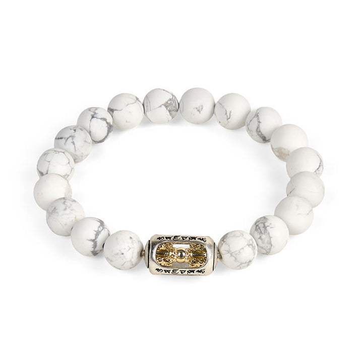 Braccialetto di benedizione Om Mani Padme Hum con perline di turchese bianco naturale Buddha Stones - image 4