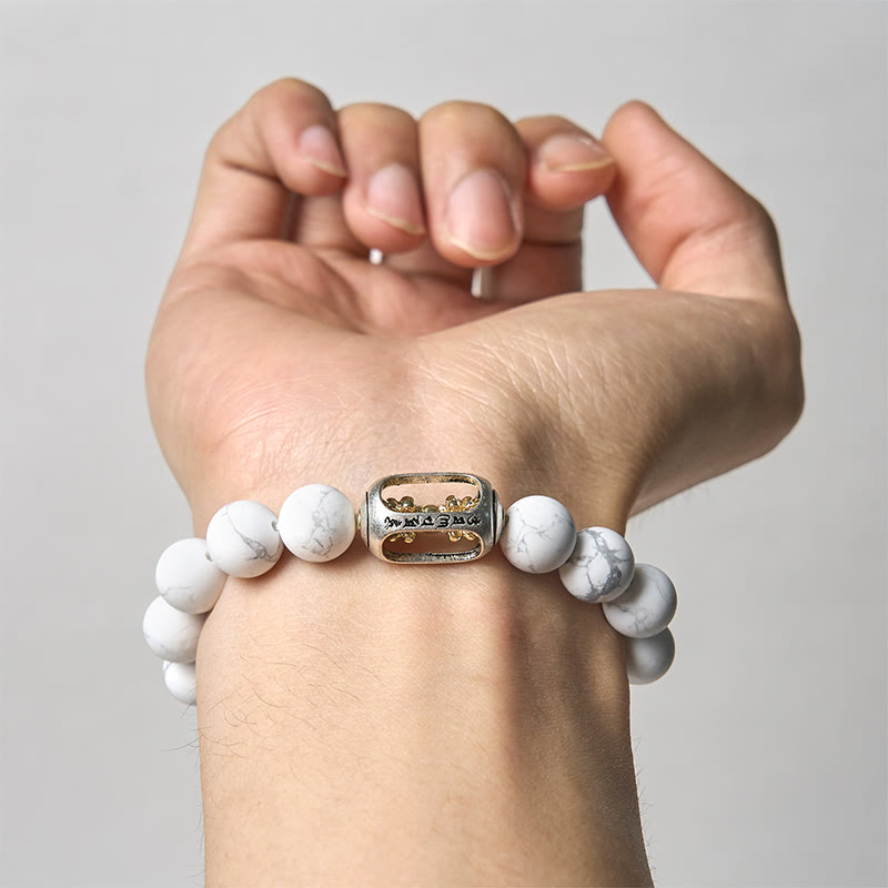 Braccialetto di benedizione Om Mani Padme Hum con perline di turchese bianco naturale Buddha Stones - image 3