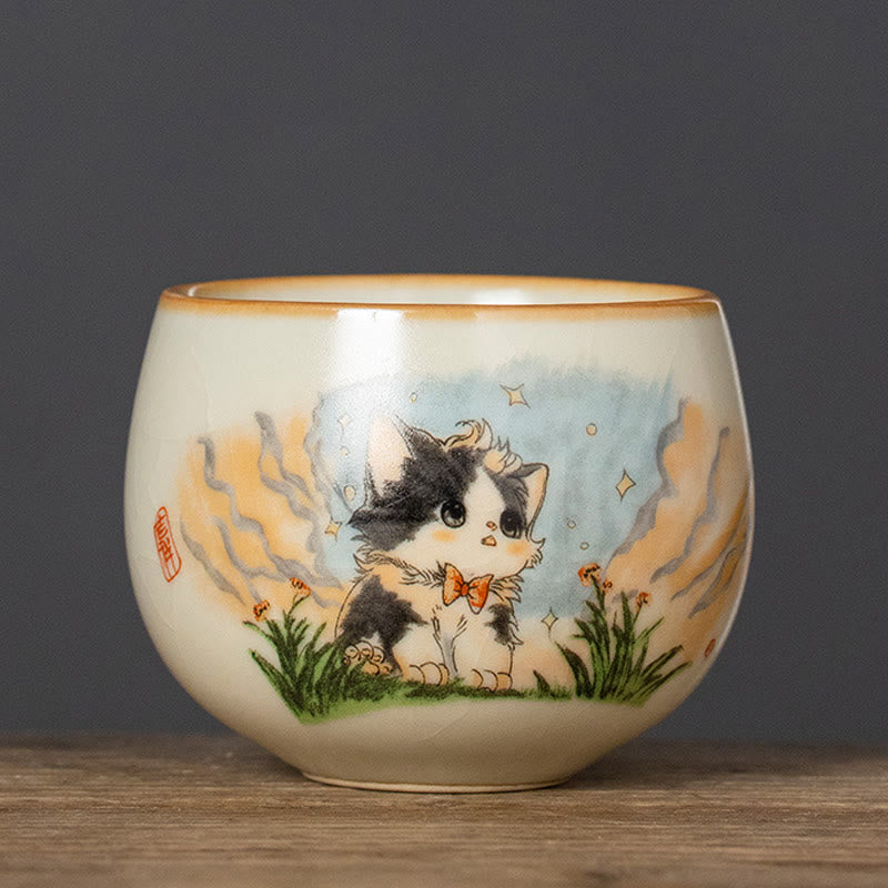 Tazza da tè Kung Fu con fiocco e gatto, motivo: Buddha Stones - Gatto 6cm*4.7cm*70ml - image 0