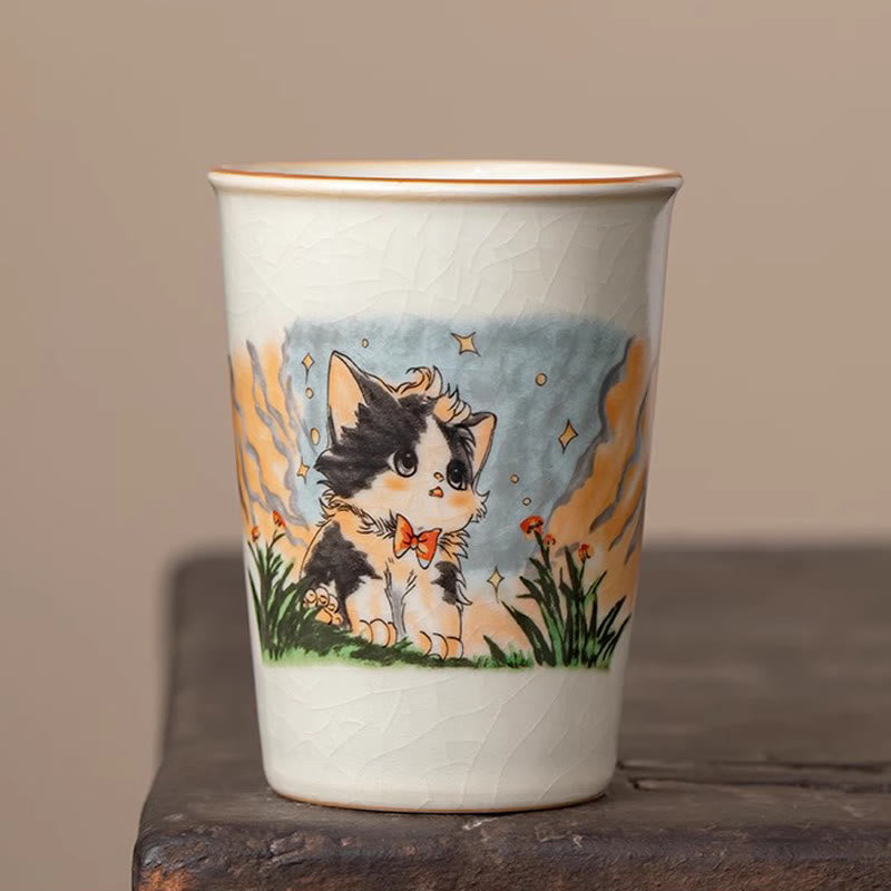 Tazza da tè Kung Fu con fiocco e gatto, motivo: Buddha Stones - Gatto 7,5 cm*10,2 cm*265 ml - image 8