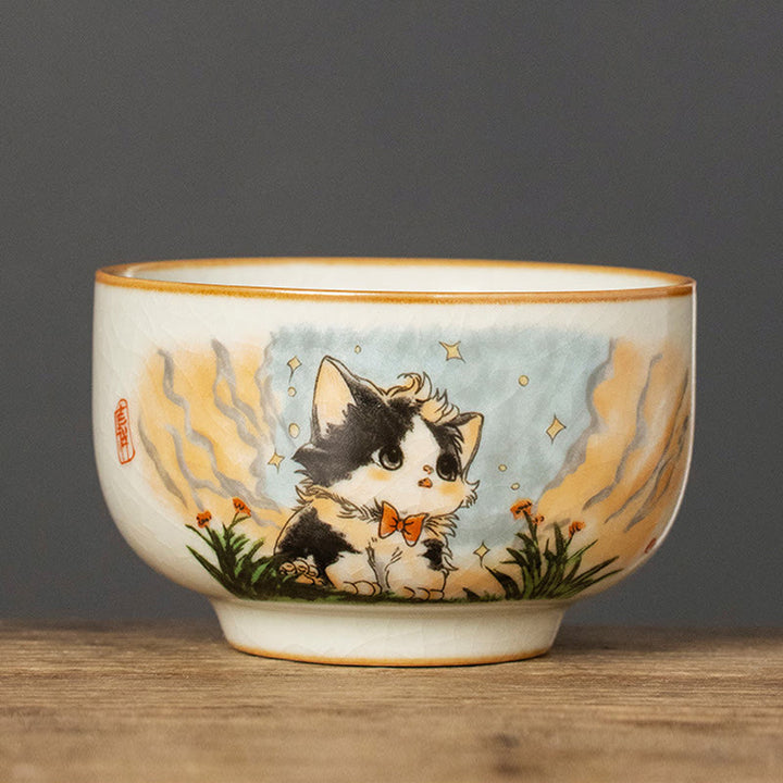 Tazza da tè Kung Fu con fiocco e gatto, motivo: Buddha Stones - Gatto 7,8 cm*5 cm*120 ml - image 12