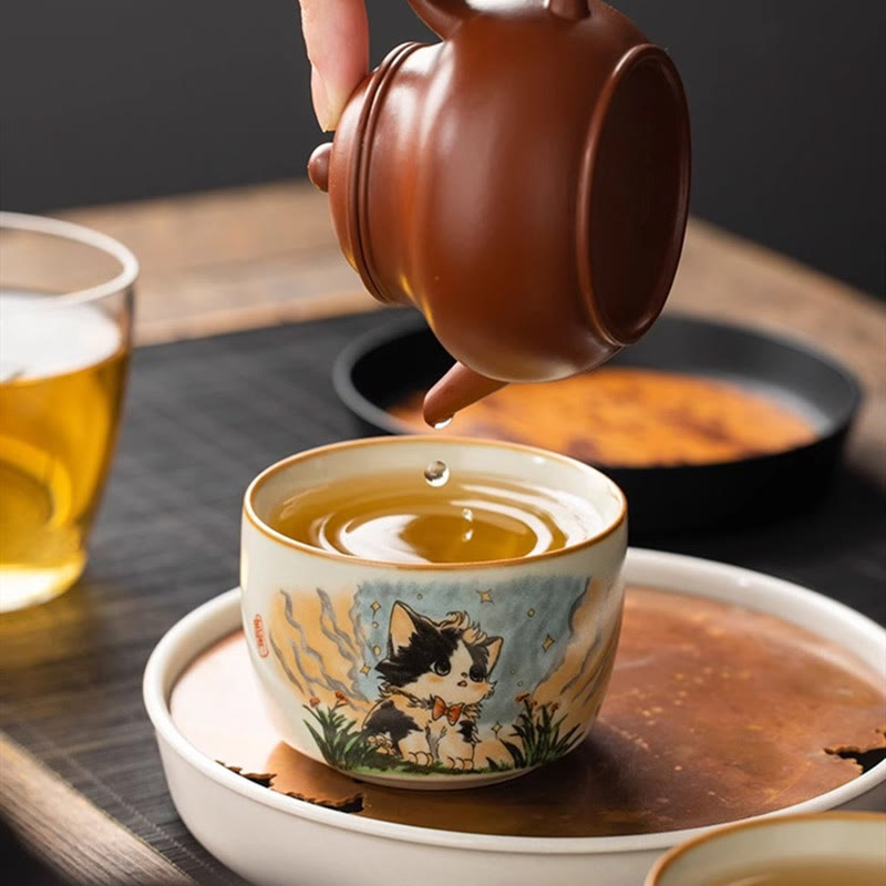 Tazza da tè Kung Fu con fiocco e gatto, motivo: Buddha Stones - image 7