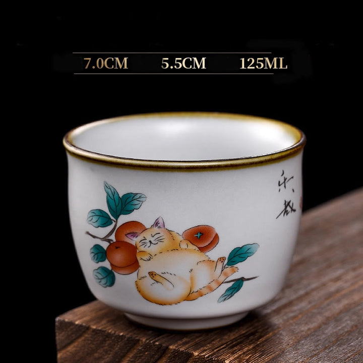 Tazza da tè Kung Fu con rami di gatto sdraiato e Buddha Stones, con scatola regalo - Gatto sdraiato e rami 7 cm * 5,5 cm * 125 ml - image 16