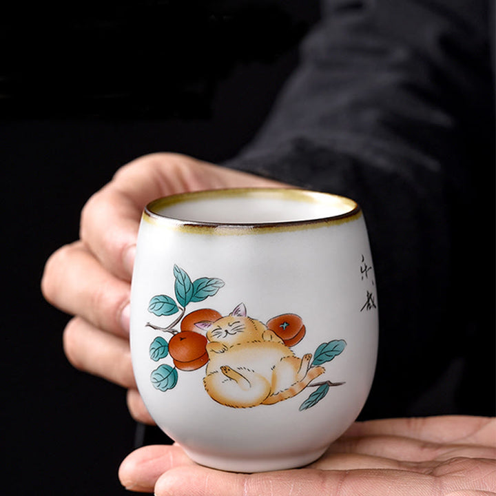 Tazza da tè Kung Fu con rami di gatto sdraiato e Buddha Stones, con scatola regalo - image 3