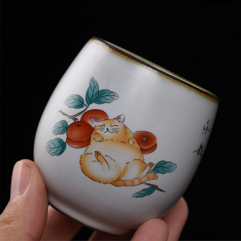 Tazza da tè Kung Fu con rami di gatto sdraiato e Buddha Stones, con scatola regalo - image 2