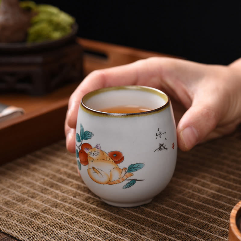 Tazza da tè Kung Fu con rami di gatto sdraiato e Buddha Stones, con scatola regalo - image 4