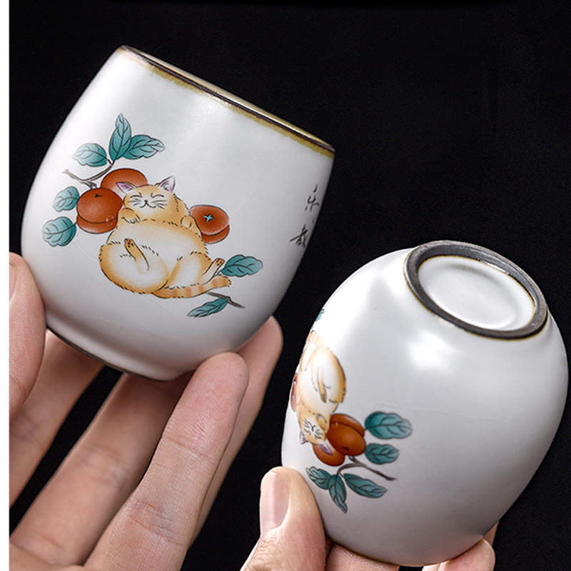 Tazza da tè Kung Fu con rami di gatto sdraiato e Buddha Stones, con scatola regalo - image 5