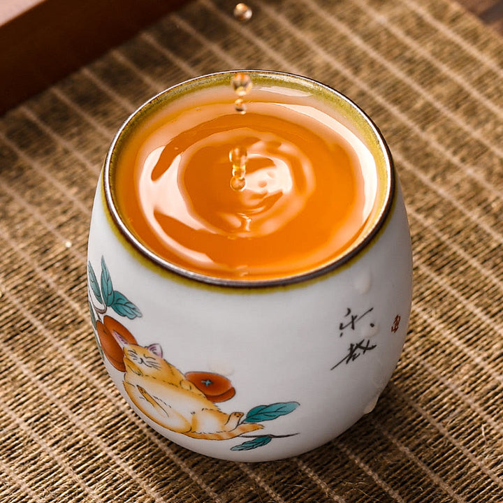 Tazza da tè Kung Fu con rami di gatto sdraiato e Buddha Stones, con scatola regalo - image 6