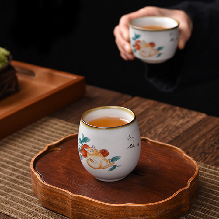 Tazza da tè Kung Fu con rami di gatto sdraiato e Buddha Stones, con scatola regalo - image 8