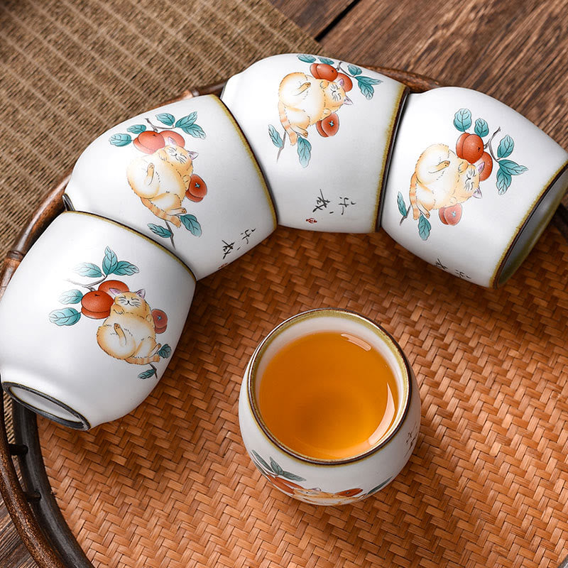 Tazza da tè Kung Fu con rami di gatto sdraiato e Buddha Stones, con scatola regalo - image 9