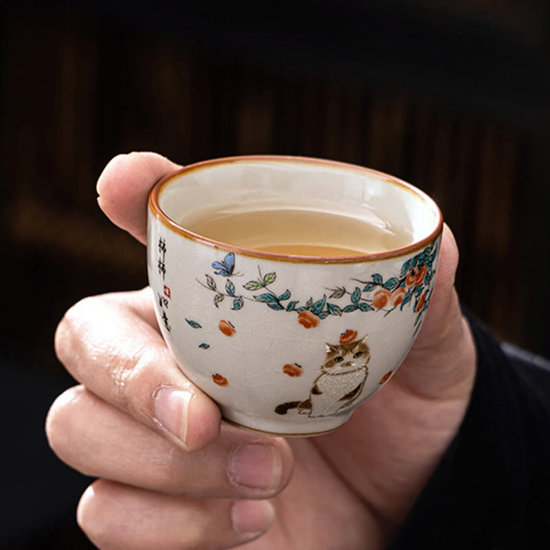 Tazza da tè Kung Fu con gatto e farfalla, Buddha Stones - image 4