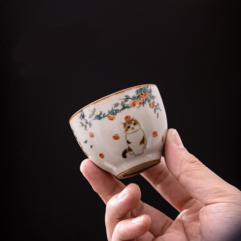 Tazza da tè Kung Fu con gatto e farfalla, Buddha Stones - image 2