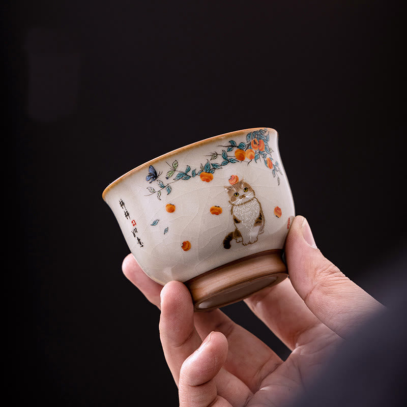 Tazza da tè Kung Fu con gatto e farfalla, Buddha Stones - image 8