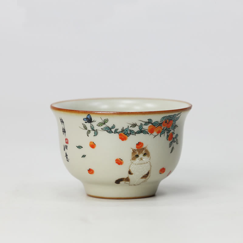 Tazza da tè Kung Fu con gatto e farfalla, Buddha Stones - Gatto 2,67 pollici*1,69 pollici*2,2 once (6,8 cm*4,3 cm*65 ml) - image 10