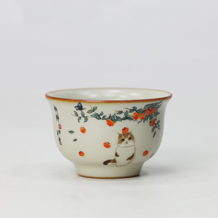 Tazza da tè Kung Fu con gatto e farfalla, Buddha Stones - Gatto 2,67 pollici*1,69 pollici*2,2 once (6,8 cm*4,3 cm*65 ml) - image 10