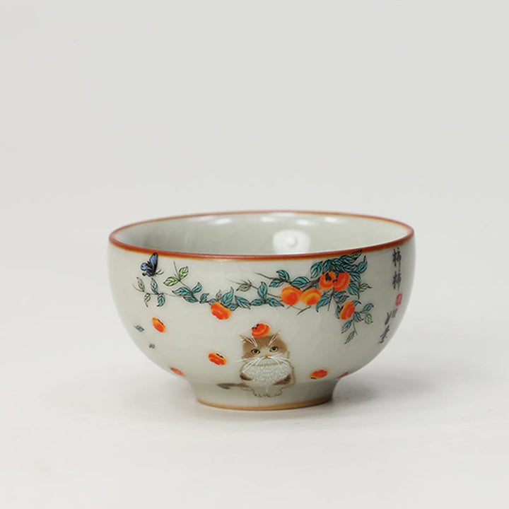 Tazza da tè Kung Fu con gatto e farfalla, Buddha Stones - Gatto 2,55 pollici*1,45 pollici*1,86 once (6,5 cm*3,7 cm*55 ml) - image 9