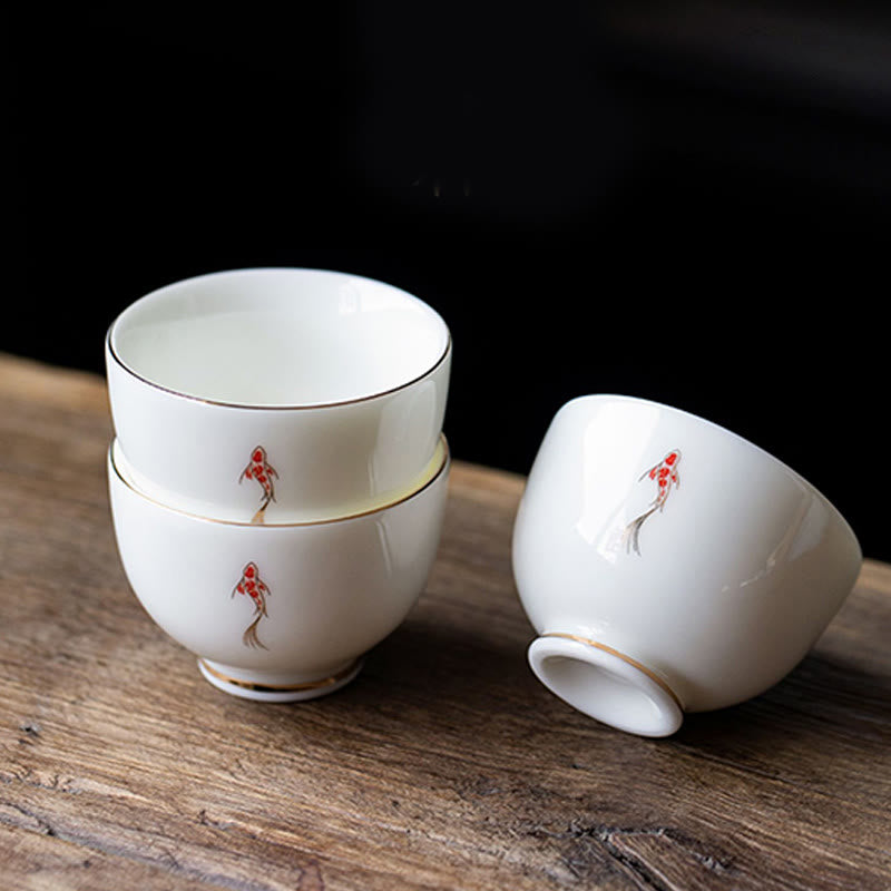 Tazza da tè Buddha Stones e pesce Koi, tazza da tè Kung Fu - Pesce Koi 5,9 cm * 4,3 cm * 50 ml - image 0