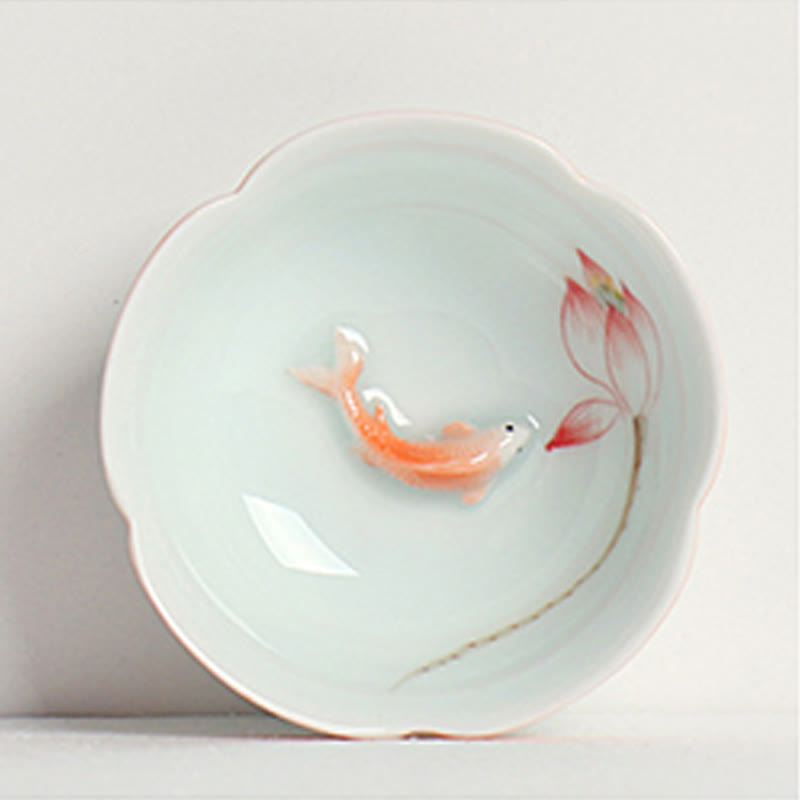 Tazza da tè Kung Fu con mano di loto e pesce koi in Buddha Stones - image 1