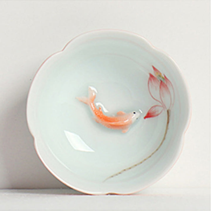 Tazza da tè Kung Fu con mano di loto e pesce koi in Buddha Stones - image 1