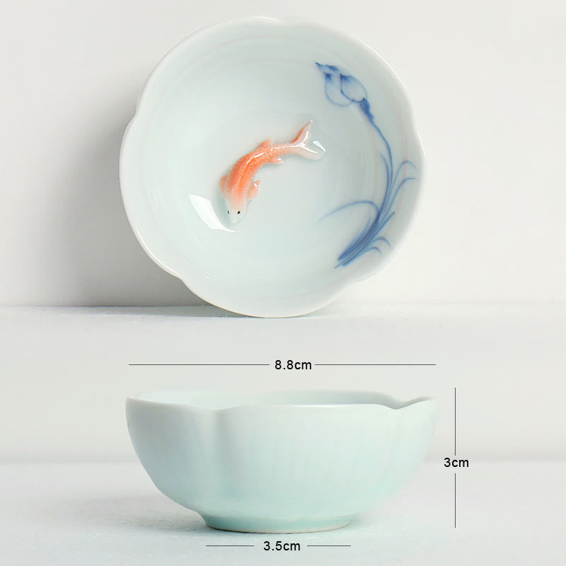 Tazza da tè Kung Fu con mano di loto e pesce koi in Buddha Stones - image 6