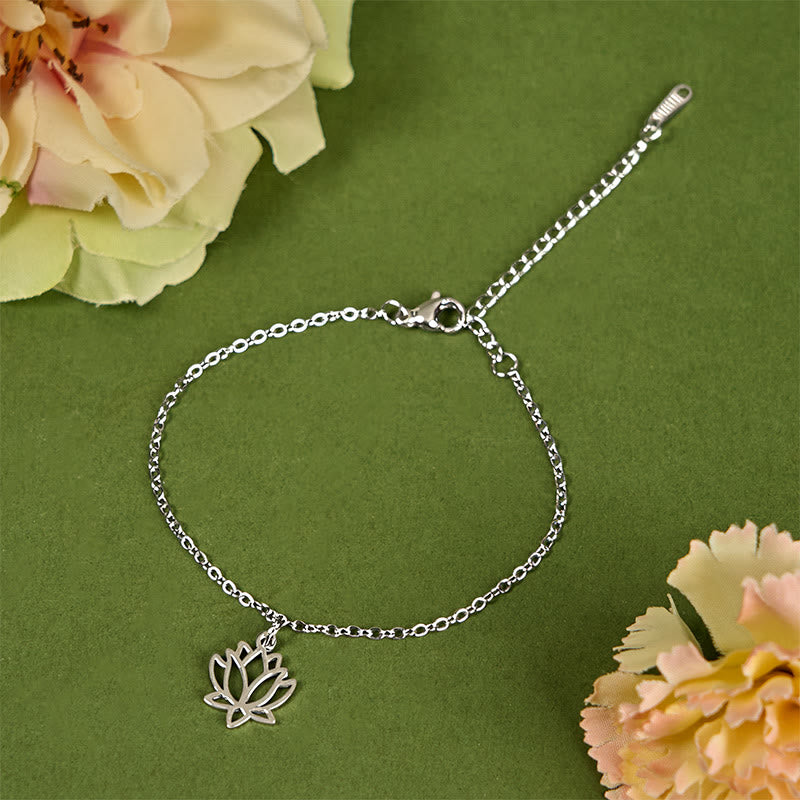 Bracciale dell'illuminazione in acciaio e titanio con motivo a loto Buddha Stones - image 1