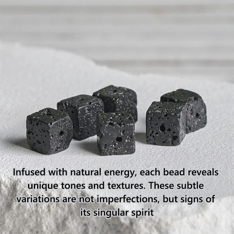 Bracciale Buddha Stones in pietra lavica quadrata, onice nero satinato naturale, fortuna - image 8