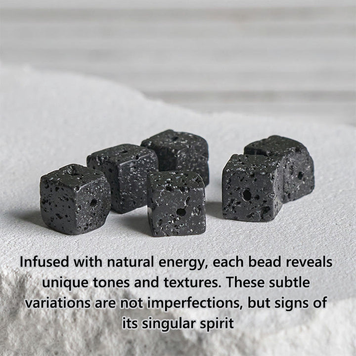 Bracciale Buddha Stones in pietra lavica quadrata, onice nero satinato naturale, fortuna - image 8