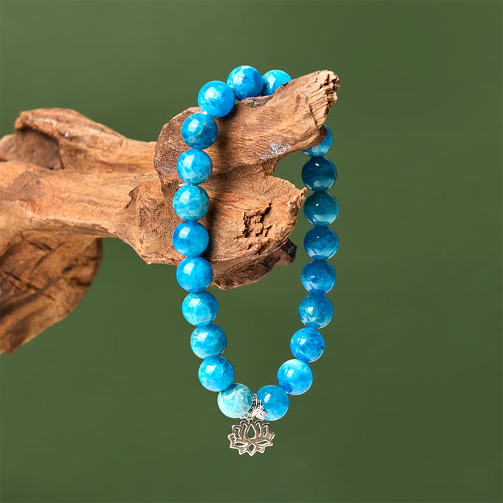 Braccialetto della creatività in apatite naturale di loto in argento sterling 925 Buddha Stones - image 3