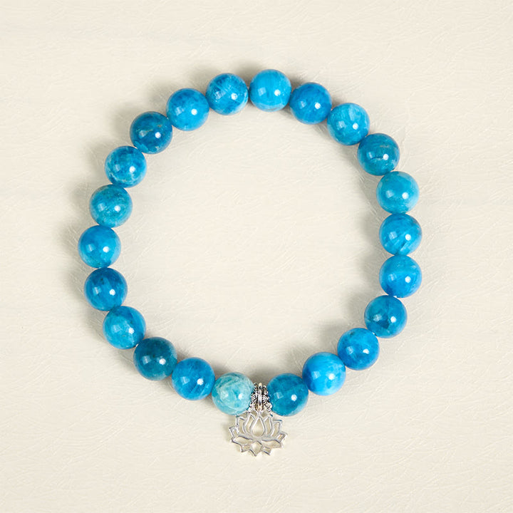 Braccialetto della creatività in apatite naturale di loto in argento sterling 925 Buddha Stones - image 2