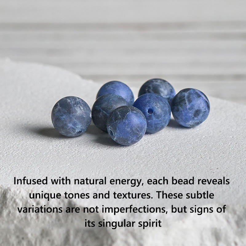 Bracciale dell'armonia con perline positive in sodalite naturale con design a loto in argento sterling 925 Buddha Stones - image 5