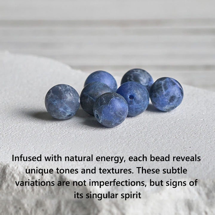 Bracciale dell'armonia con perline positive in sodalite naturale con design a loto in argento sterling 925 Buddha Stones - image 5