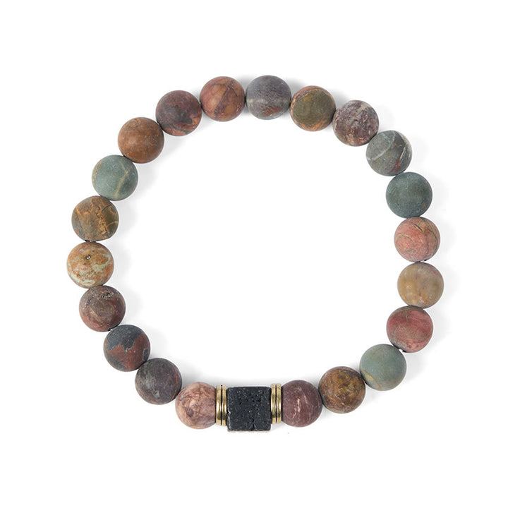Braccialetto del coraggio in pietra lavica quadrata diaspro Picasso naturale Buddha Stones - image 5