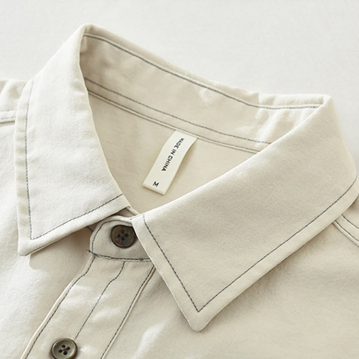 Camicia da uomo a maniche lunghe con bottoni Buddha Stones Commute e tasca - image 5