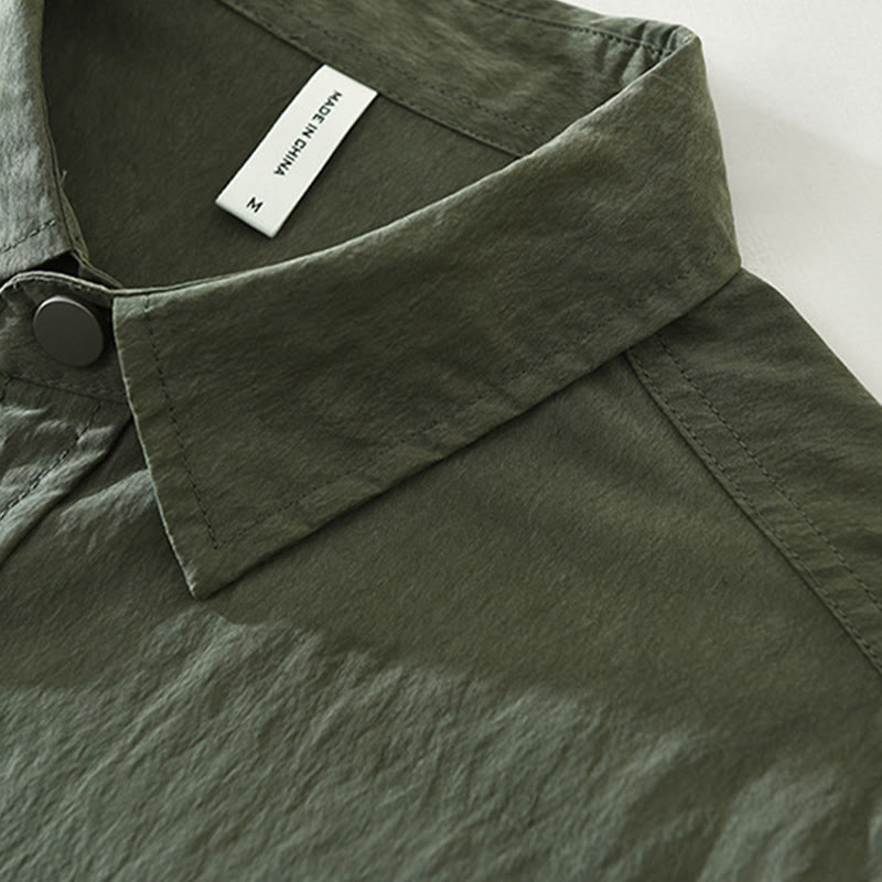 Camicia da uomo con tasche, maniche lunghe e bottoni, design semplice, motivo Buddha Stones Daily - image 4