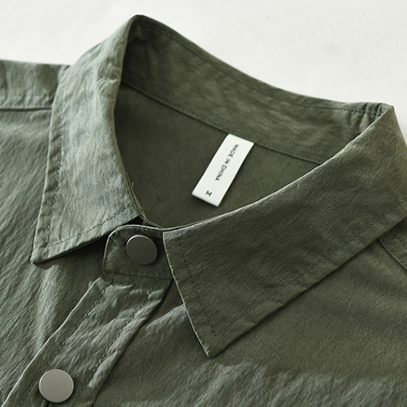 Camicia da uomo con tasche, maniche lunghe e bottoni, design semplice, motivo Buddha Stones Daily - image 2