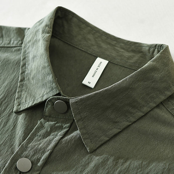 Camicia da uomo con tasche, maniche lunghe e bottoni, design semplice, motivo Buddha Stones Daily - image 2