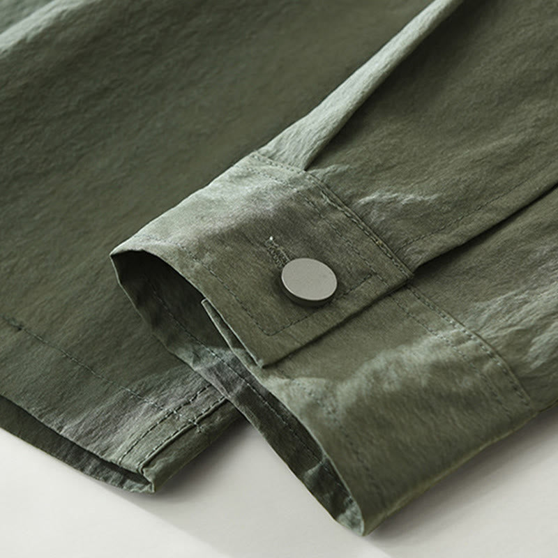 Camicia da uomo con tasche, maniche lunghe e bottoni, design semplice, motivo Buddha Stones Daily - image 8