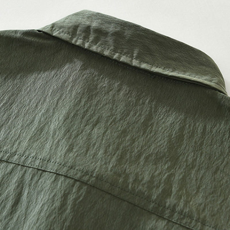 Camicia da uomo con tasche, maniche lunghe e bottoni, design semplice, motivo Buddha Stones Daily - image 3