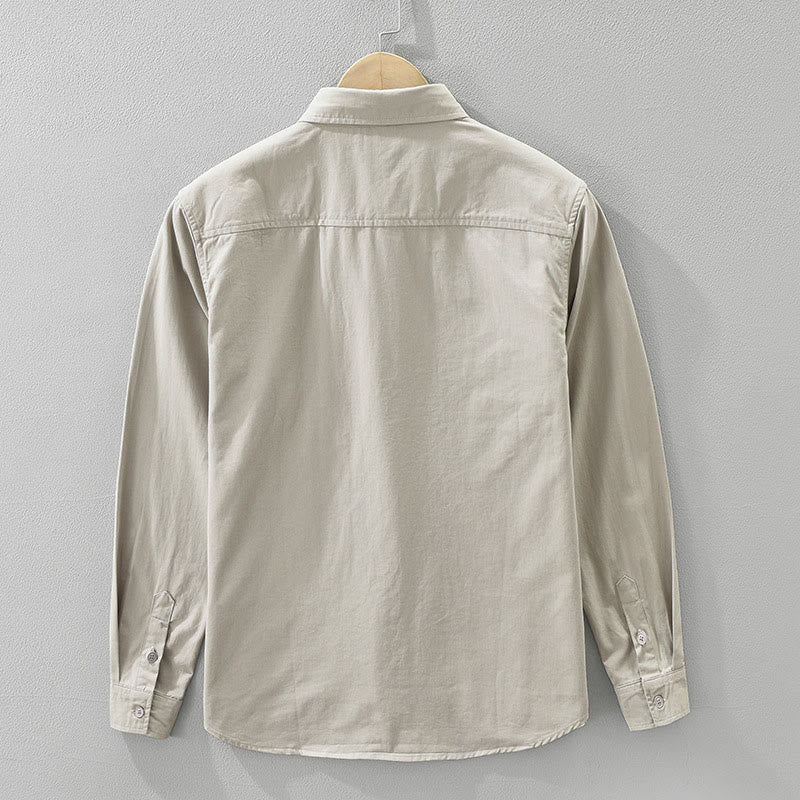 Camicia da uomo a maniche lunghe in puro cotone con tasche e bottoni semplici, motivo Buddha Stones Daily - image 1