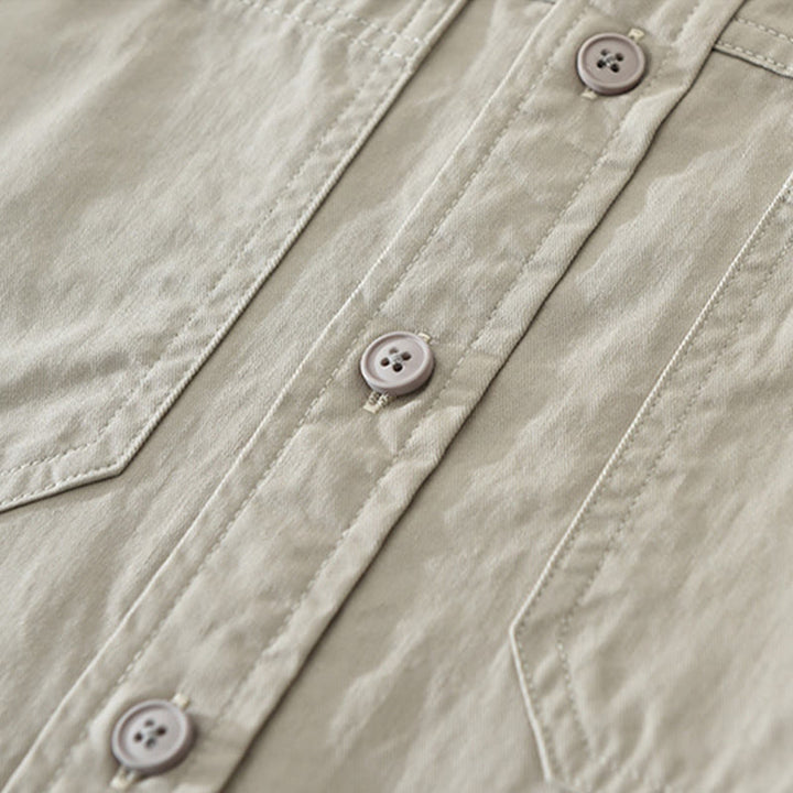 Camicia da uomo a maniche lunghe in puro cotone con tasche e bottoni semplici, motivo Buddha Stones Daily - image 6
