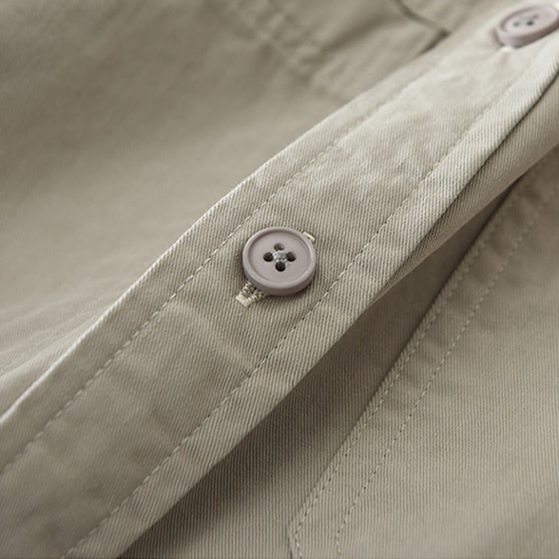 Camicia da uomo a maniche lunghe in puro cotone con tasche e bottoni semplici, motivo Buddha Stones Daily - image 7