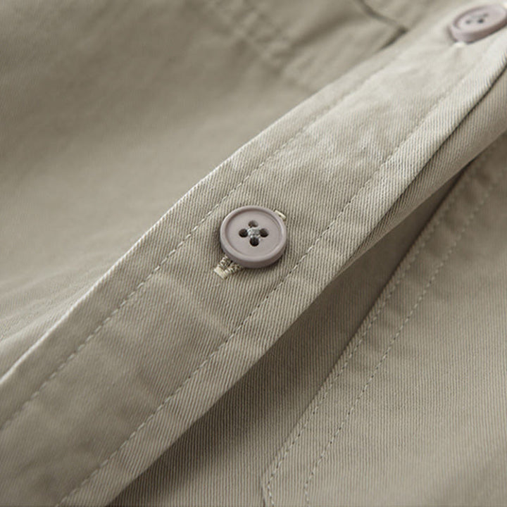 Camicia da uomo a maniche lunghe in puro cotone con tasche e bottoni semplici, motivo Buddha Stones Daily - image 7